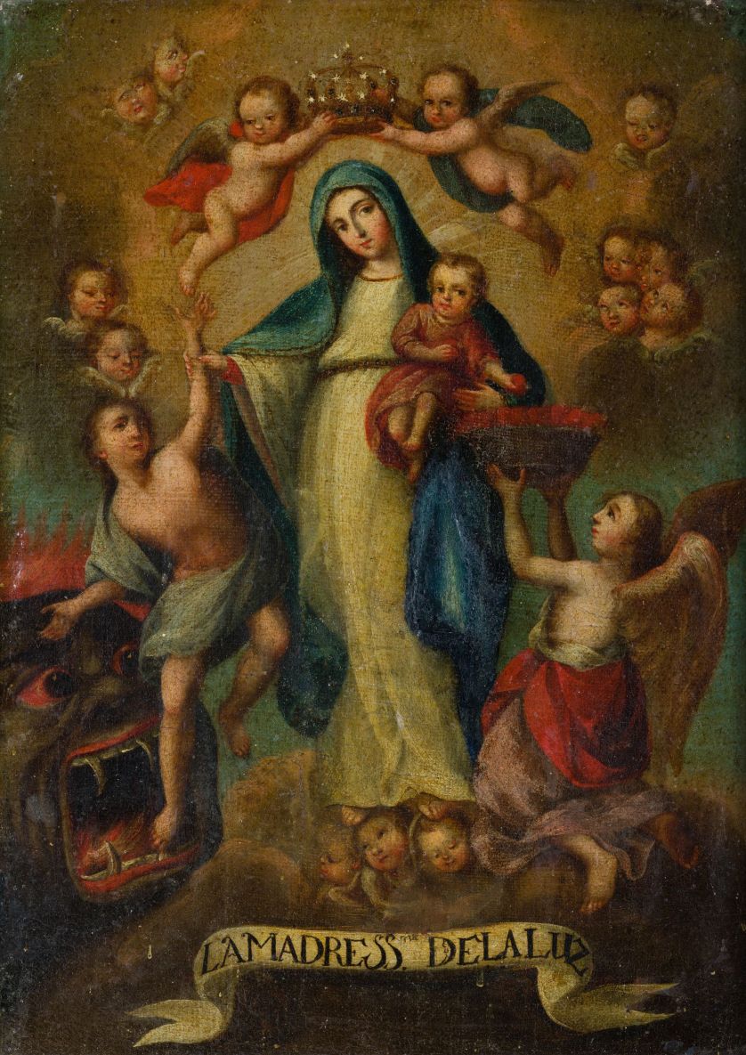 Escuela Virreinal La Madre Sant Sima De La Luz Leo Sobre Lienzo