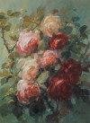 FRANCISCO POVO PEIRÓ, "Rosas", Gouache.