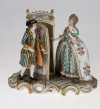 "Dama y cochero" grupo de porcelana Manufactura Bloch, Parí