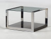 Steel, glass and wood side table, 20th century