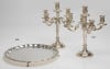 Pareja de candelabros de 5 luces de plata española Ley 916,