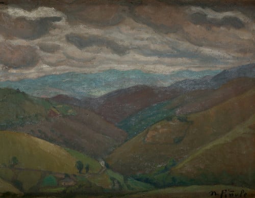 NICANOR  PIÑOLE, "Paisaje", c.1900-1915, Óleo sobre cartón