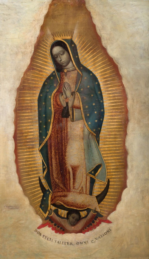 ATRIBUIDO A RAFAEL GUTIERREZ, "Virgen de Guadalupe", Óleo s