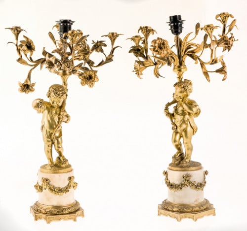 Pareja de lámpras de bronce candelabros