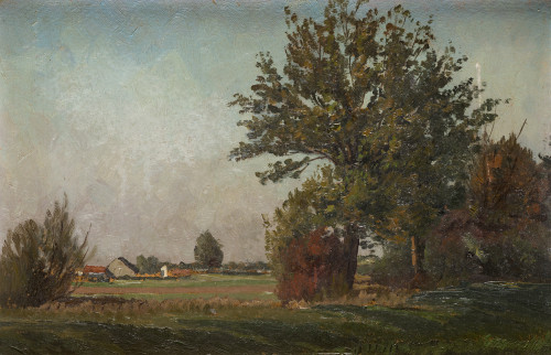 ESCUELA EUROPEA Ppios.S.XX/?, "Paisaje rural", Óleo sobre c