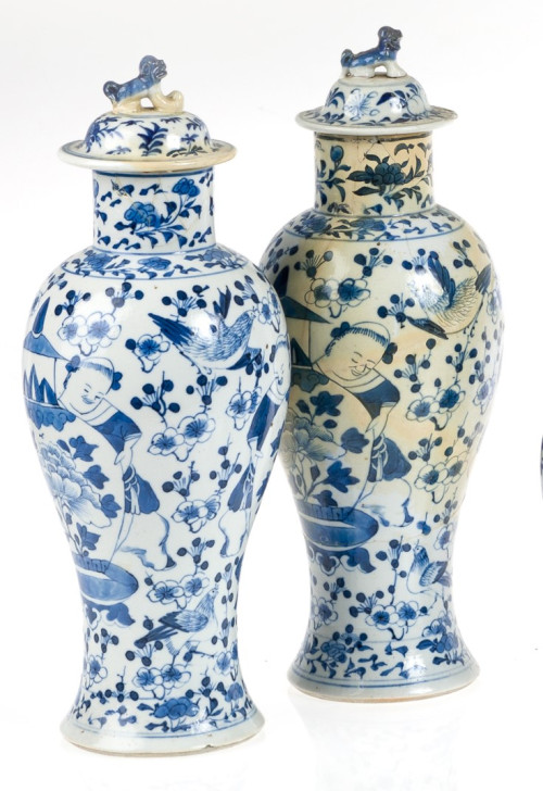 Pareja de tibores en porcelana china