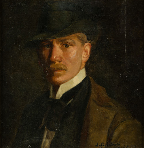 PEDRO FERRER CALATAYUD , "Autorretrato", Óleo sobre táblex