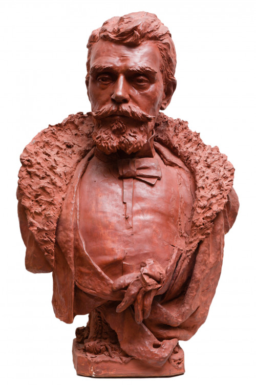 VICENTE  PELLICER, "Retrato de caballero", Barro patinado.