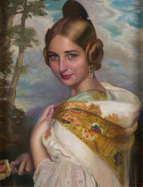 VICTOR MOYA Y CALVO, "Belleza valenciana", 1929, Óleo sobre