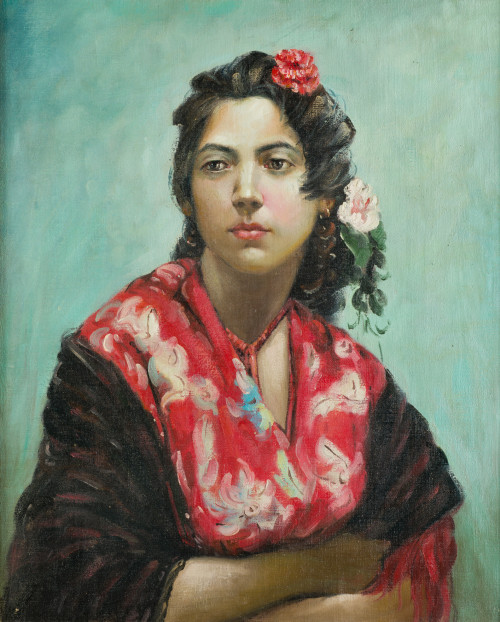  ESCUELA ESPAÑOLA S.XX, "Una gitana", Óleo sobre lienzo