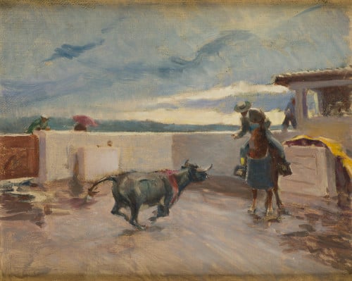  ESCUELA ESPAÑOLA S.XX, "Picador en la plaza", Óleo sobre t