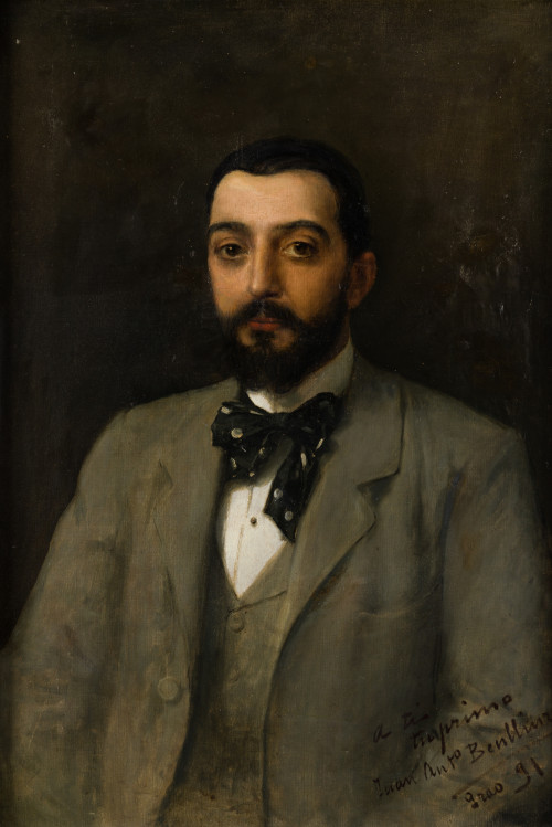 JUAN ANTONIO BENLLIURE Y GIL, "Retrato de caballero con paj