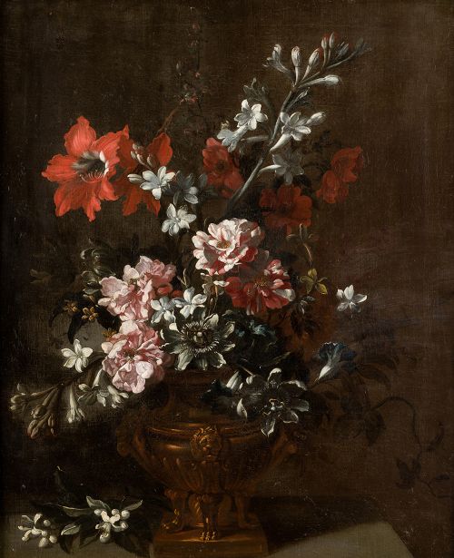 ATRIBUIDO A GABRIEL DE LA CORTE, "Jarrón con flores", Óleo 