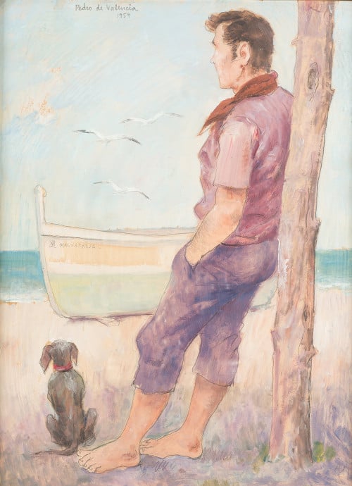 PEDRO DE VALENCIA, "Pescador en la playa de la Malvarrosa",