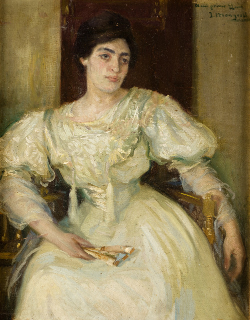 JOSÉ MONGRELL TORRENT, "Retrato de dama con vestido blanco