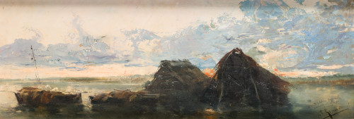 CONSTANTINO GOMEZ SALVADOR, "La albufera de Valencia", Óleo