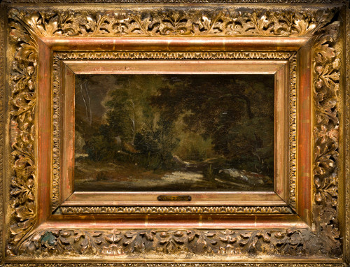 ATRIBUIDO A JULES DUPRÉ , "Paisaje", Óleo sobre lienzo.