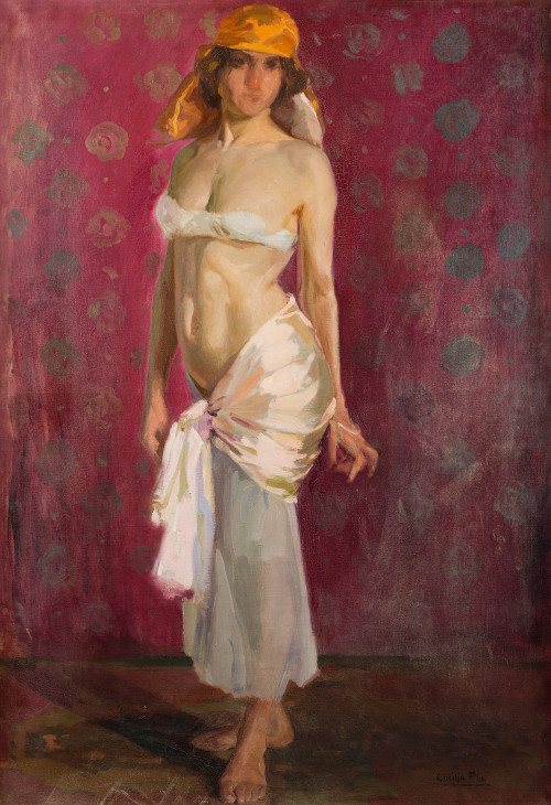 CECILIO PLA Y GALLARDO, "El baño turco", Óleo sobre lienzo.