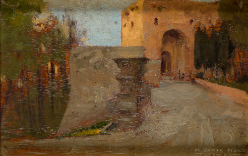 MARCELIANO SANTA MARÍA, "Puerta de la Justicia", Óleo sobre