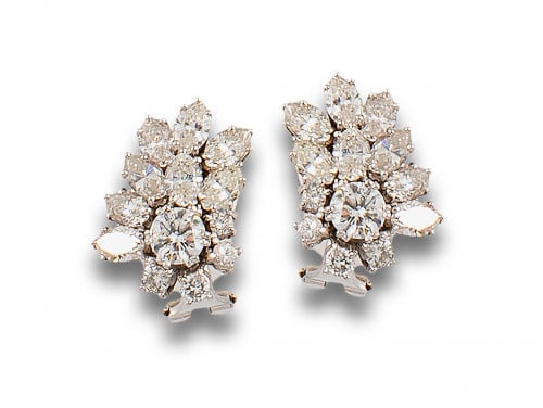 PENDIENTES ORO BLANCO 18 KT. DIAMANTES