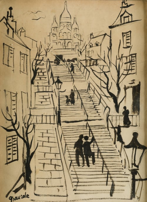 EMILIO GRAU SALA, "Montmartre", Tinta sobre papel