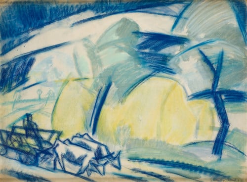 JENÖ GADANYI, "Composición", 1926, Técnica mixta sobre papel