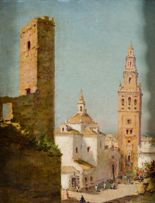 JOSÉ ARPA Y PEREA, "Carmona", Óleo sobre tabla