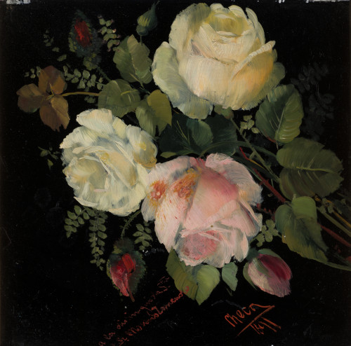 FELIPE CHECA Y DELICADO, "Flores", 1891, Pareja de óleos so