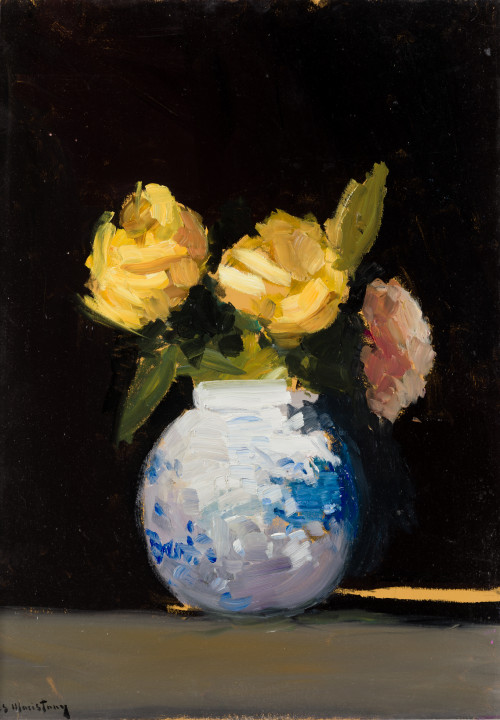 VIVES  MARISTANY S.XX, "Florero", Óleo sobre tabla