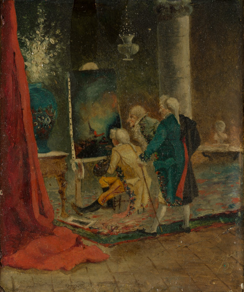 JOAQUIN LUQUE ROSELLO, "En el estudio del artista", 1929, Ó