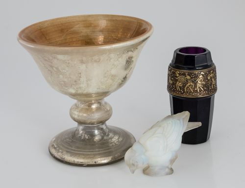 Blown and quicksilver glass cup, France, c. 1900