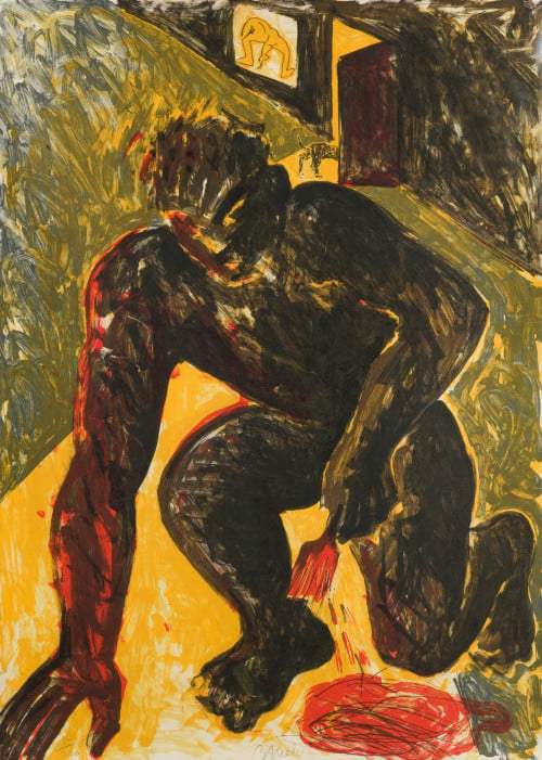 MIQUEL BARCELÓ, "El pintor de rodillas" , 1983, Litografía 