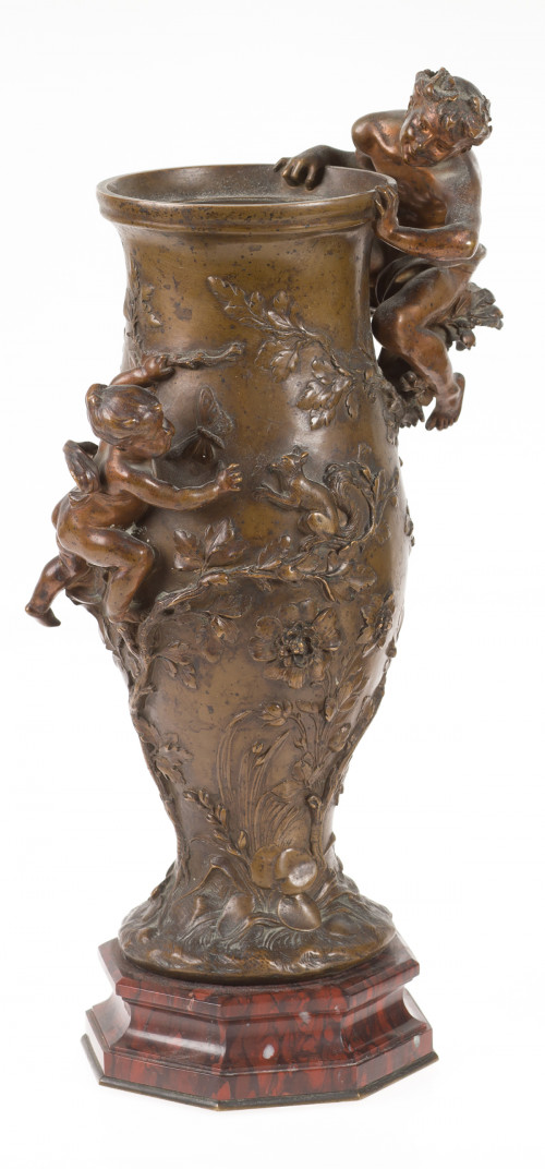 Jarrón de bronce patinado, Francia, c.1900