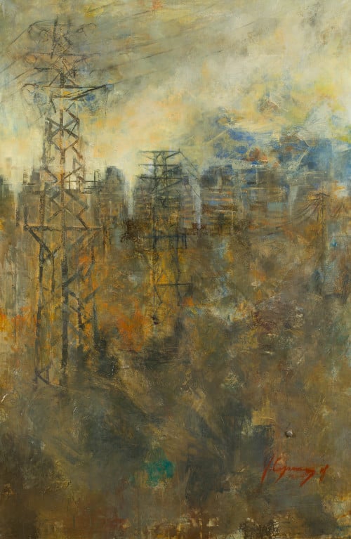 ESCUELA ESPAÑOLA, "Vista urbana", 2008, Óleo sobre lienzo