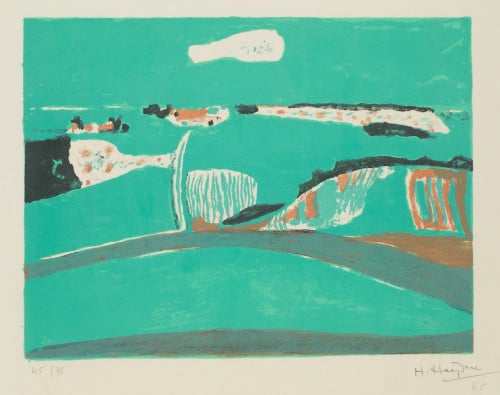 HERNI HAYDEN, "Paisaje en verde", 1965, Litografía sobre pa