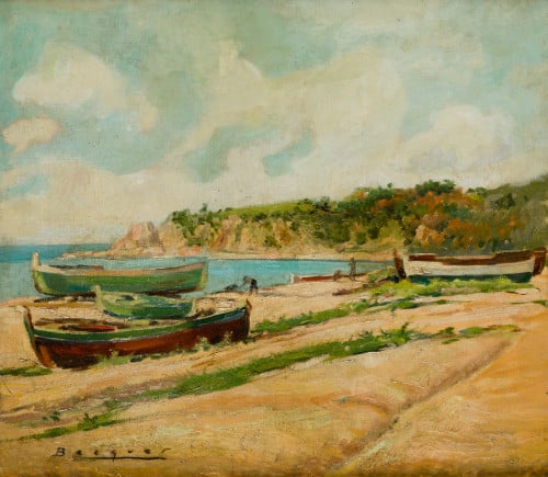 CARLOS BECQUER DOMINGUEZ, "Lloret de Mar", 1940, Óleo sobre