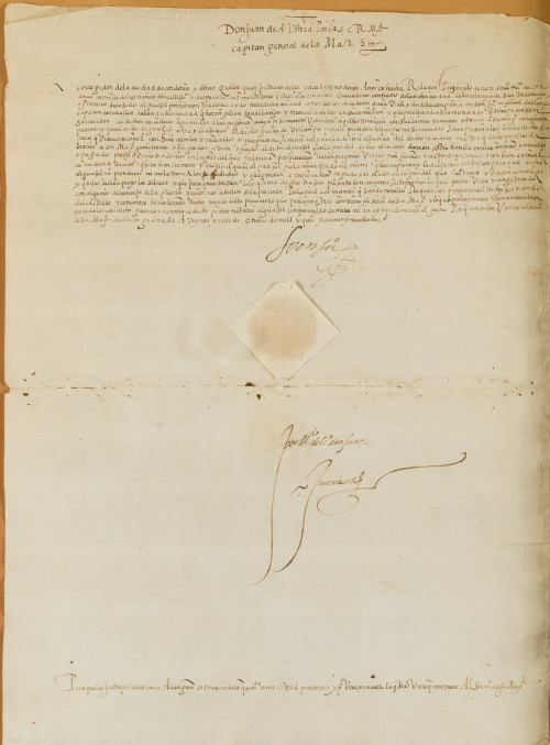 Carta manuscrita firmada por D. Juan de Austria en Granada,