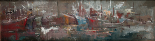 LUIS  GARCÍA CAMPOS, "Barcos", Óleo sobre tablex