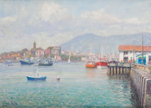 JUAN BAYÓN SALADO (BAY SALA), "Fuenterrabía", Óleo sobre li