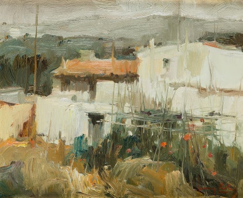 JOSEP SALA LLORENS, "Casas de campo", Óleo sobre lienzo