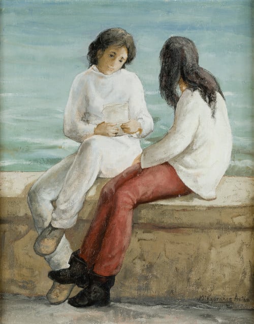 MANUEL  MINGORANCE ACIEN, "Las colegialas", 1984, Óleo sobr