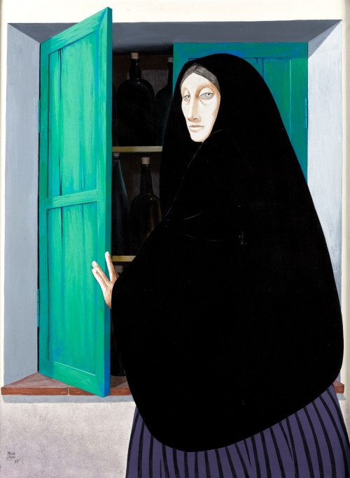 MANUEL  DE LAS CASAS, "Alacena verde", 1989, Óleo sobre lie