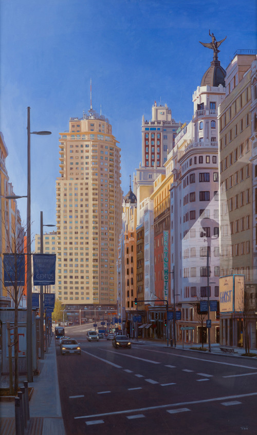 MANUEL  TERÁN, "La Gran Via de Madrid", 2021, Óleo sobre ta