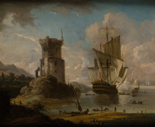 JORIS CORNELISZ. VAN DER HAGEN, "Barcos junto a la costa", 