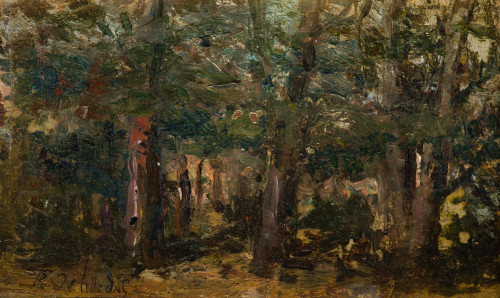 RICARDO VILLODAS Y DE LA TORRE, "Bosque", Óleo sobre tabla