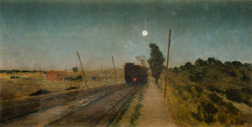 AURELIANO DE BERUETE Y MORET, "Tren en la noche", 1891, Óle