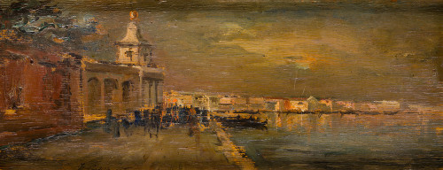 FRANCISCO PRADILLA Y ORTIZ, "Vista de Venecia", Óleo sobre 