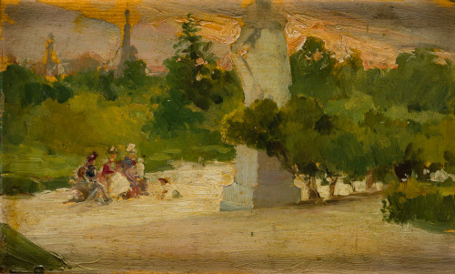 RICARDO VILLODAS Y DE LA TORRE, "Mujeres en el parque", Óle