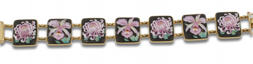 PULSERA, AÑOS 70, DE PORCELANA ESMALTADA Y ORO AMARILLO