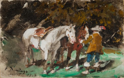 FRANCISCO DOMINGO Y MARQUÉS, "Mosquetero", 1908, Óleo sobre